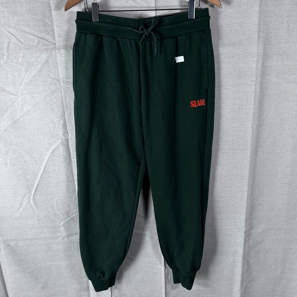 Slam Respect The Game Mens Quilted Joggers Green Size Medium Sweatpants